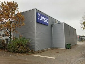 Erweiterung der Lager- und Verkaufsfläche für Jysk durch Circle Hallensysteme